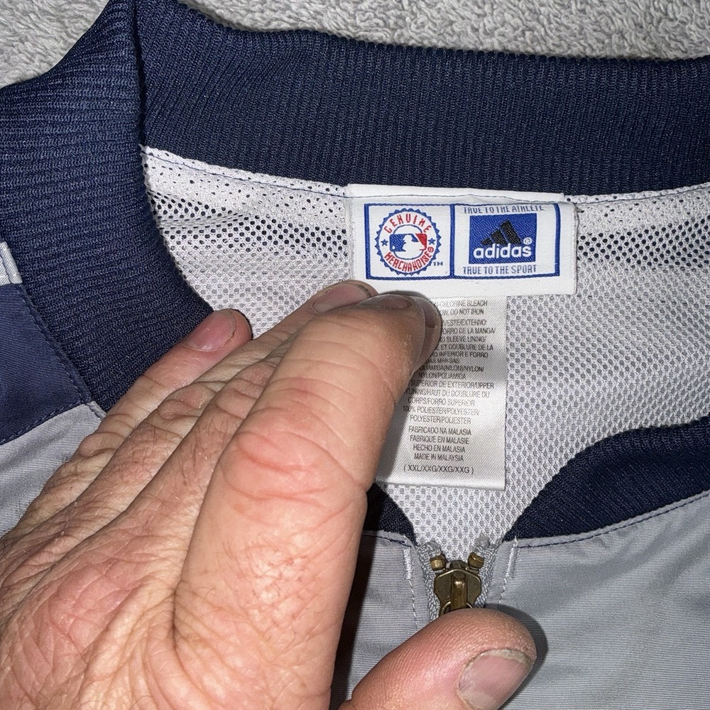 Adidas New York Yankees Jacket XXL Navy Blue Gray Full Zip 3 Stripes Logo - Picture 5 of 11